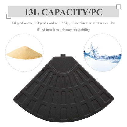 Outsunny 4 Piece Portable Round Parasol Base Umbrella Cross Stand Weights Holder Sand or Water Filled Outdoor Garden Patio