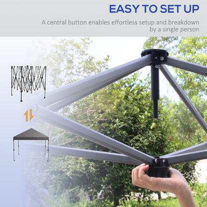 Outsunny 3 x 3(m) Pop Up Gazebo 1 Person Easy Up Marquee Party Tent 1-Button Push Adjustable Straight Legs Instant Shelter - Grey