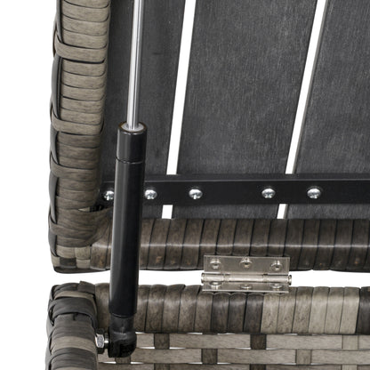 Outsunny 4-Seater Outdoor PE Rattan Wicker Sofa Set Half Round Conversation w/ 1 Umbrella Hole Side Table and 2 Storage Side Tables Grey