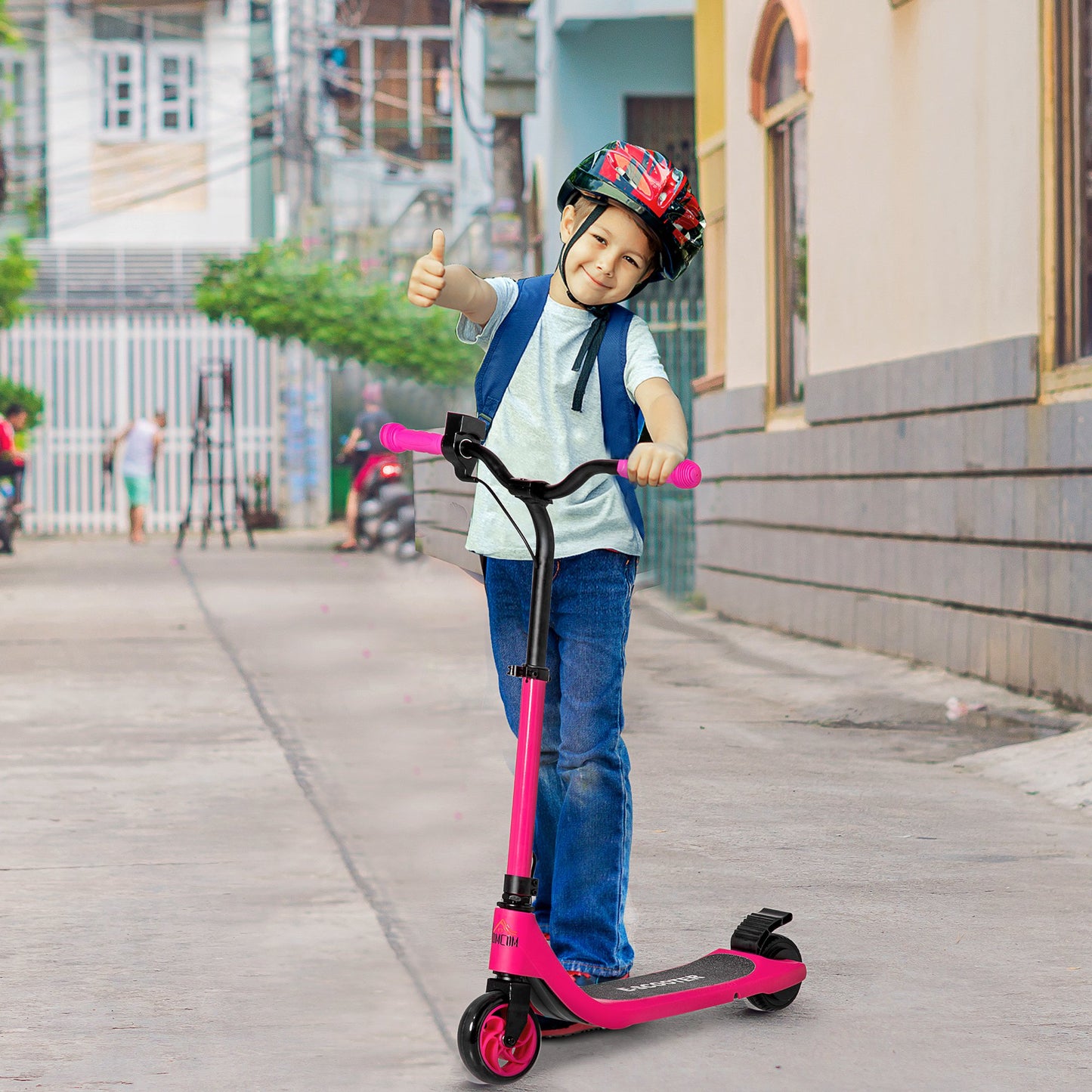 Electric Scooter, 120W Motor E-Scooter w/ Battery Level Display, 2 Adjustable Heights, and Rear Brake, Suitable for 6+ Years Old