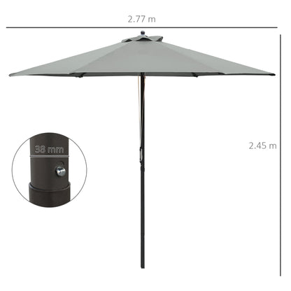 Outsunny 2.8m Patio Parasols Umbrella Outdoor 6 Ribs Sunshade Canopy Manual Push Garden Backyard Furniture, Dark Grey