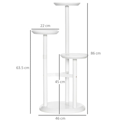 Outsunny 3-Tier Plant Stand, Plant Shelf Rack,  Bamboo Display Stand, 46x46x86cm, White