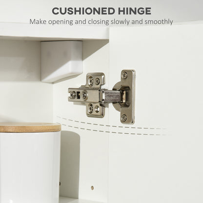 Kleankin Bathroom Mirror Cabinet, Double Door Wall Mounted Storage Cupboard Organizer with Adjustable Shelves, White