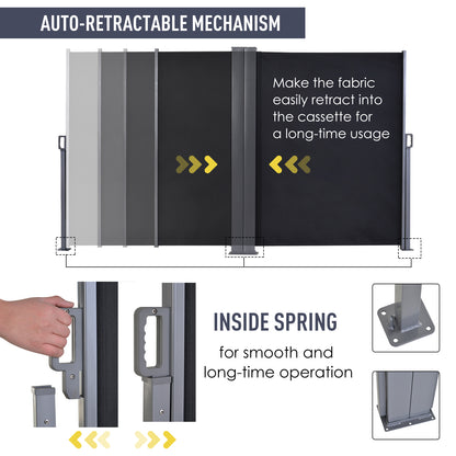 Outsunny Steel Frame Retractable Double Side Awning Grey