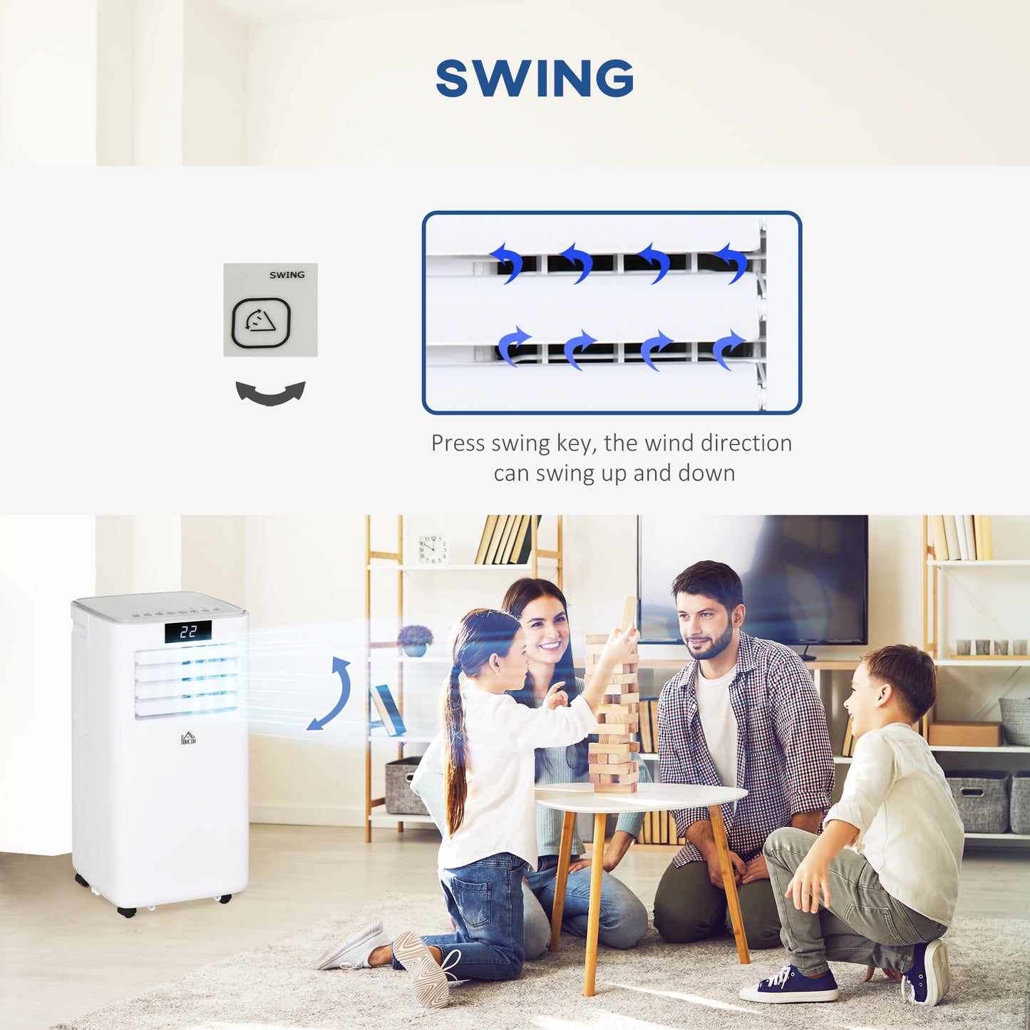 Mobile Air Conditioner Portable AC Unit for Cooling Dehumidifying Ventilating with Remote Controller, LED Display White 10000 BTU