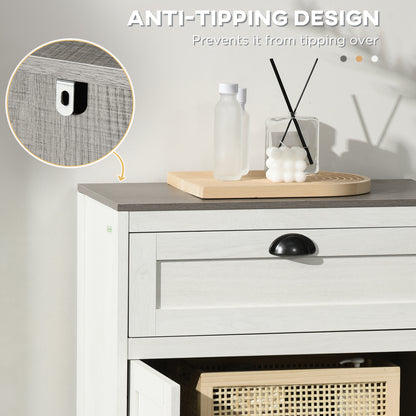 Kleankin Bathroom Floor Cabinet, Freestanding Storage Cupboard with Drawer, Double Door Cabinet and Adjustable Shelf, White