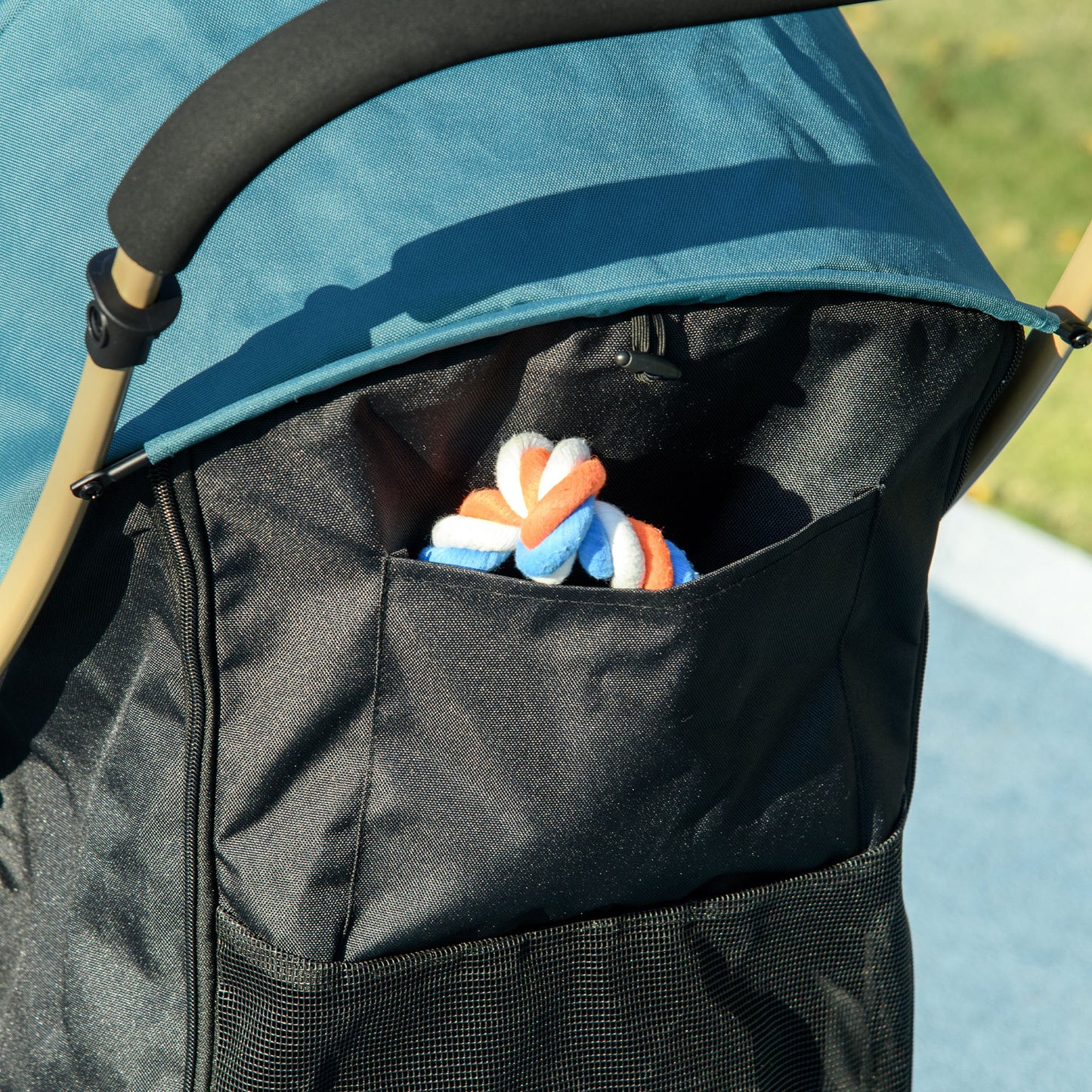 PawHut Oxford Pet Stroller for Small Minatare Dogs with Rain Cover Dark Green