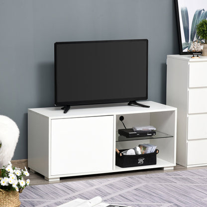 Modern TV Stand Media Unit w/ High Gloss Door Cabinet 2 Shelves Living Room Office Home Furniture White