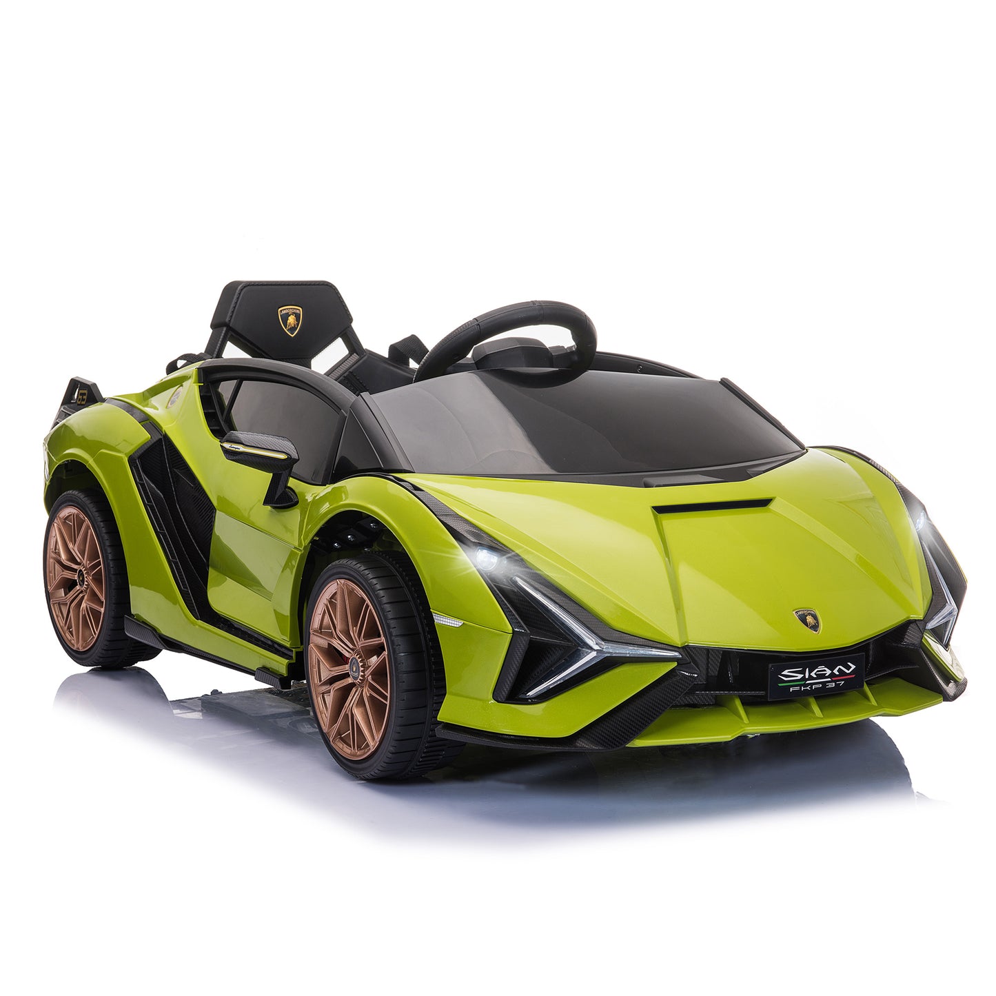 Kids Electric Ride On Car Lamborghini SIAN Toy with Parental Remote Control Lights MP3 for 3-5 Years Old Green 12V Battery-powered