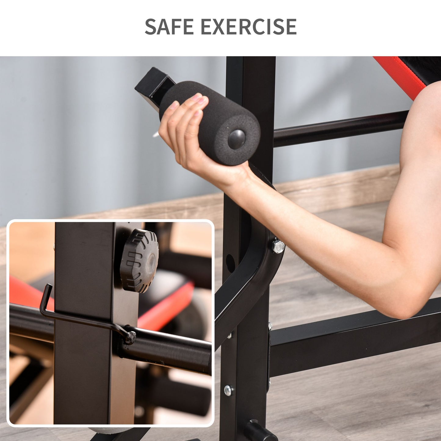 Weight Bench with Leg Developer Barbell Rack for Weight Lifting and Strength Training Multifunctional Workout Station