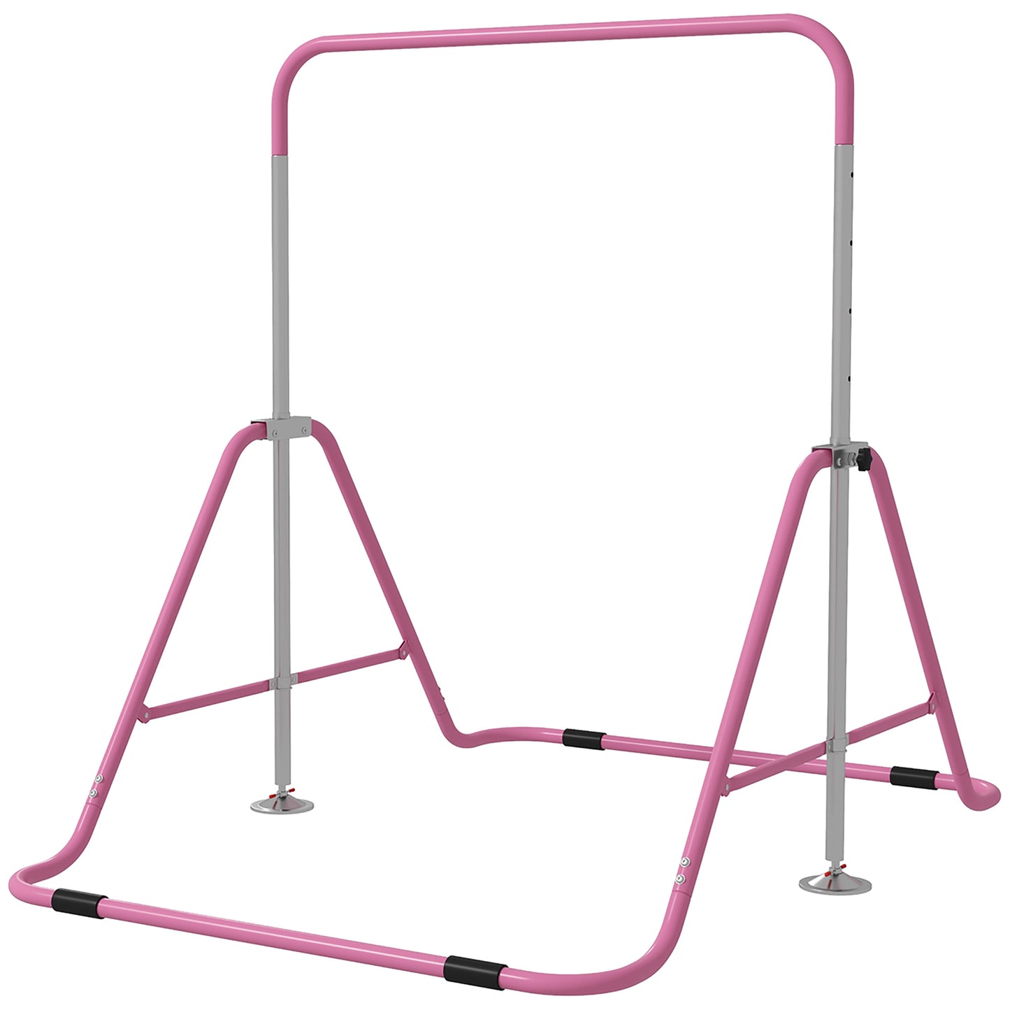 Kids Gymnastics Bar w/ Adjustable Height, Foldable Horizontal Bars, Pink