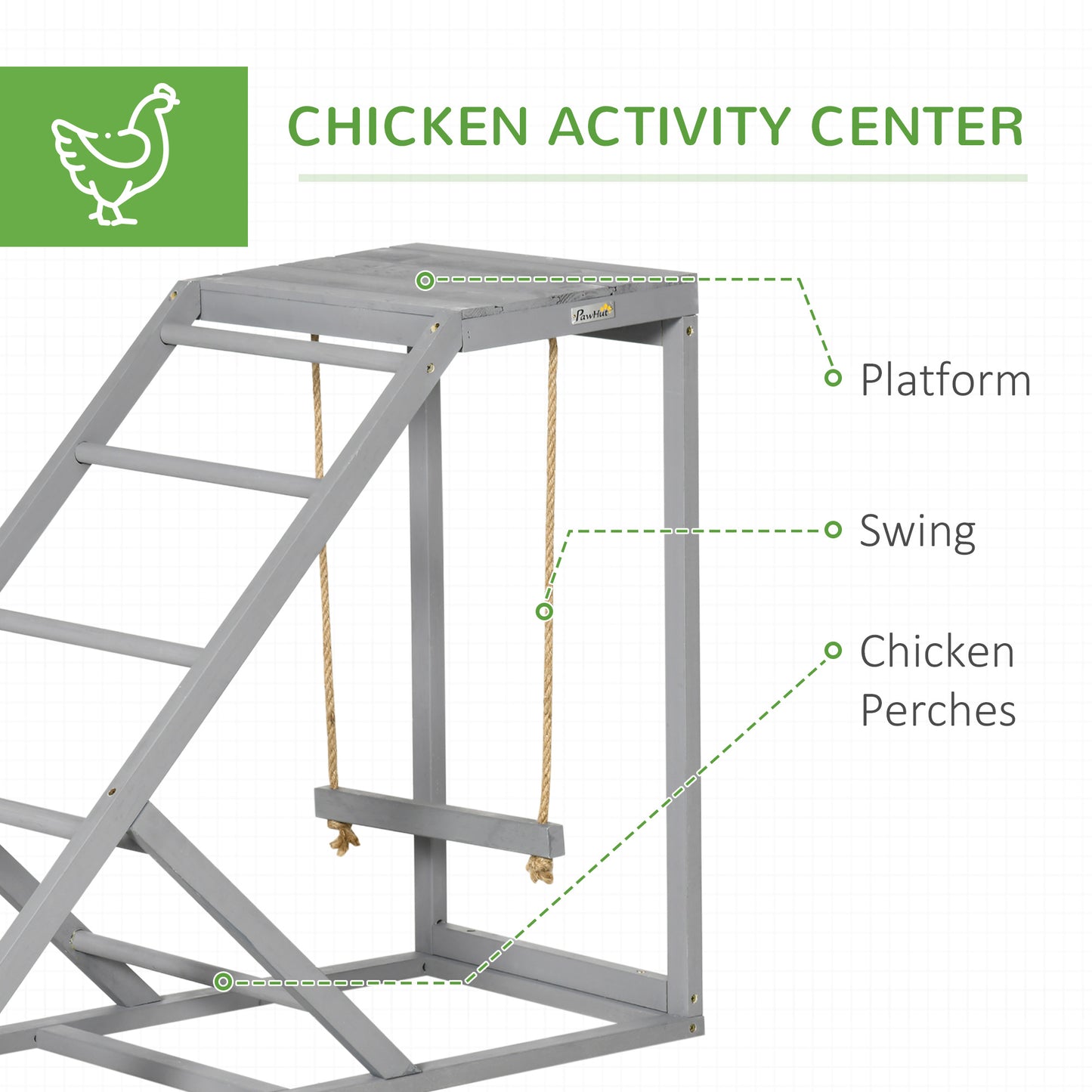 PawHut Walk In Chicken Run Galvanised Coop With Activity Shelf, Outdoor Hen Poultry House Cage Rabbit Hutch  2.8 x 1.9 x 2m