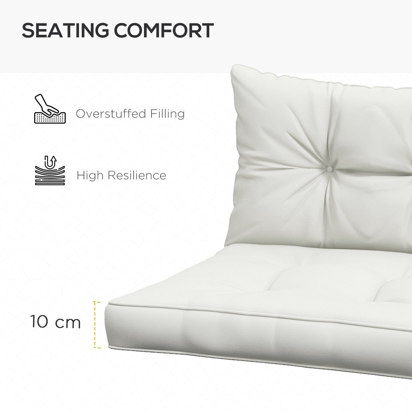 Outsunny 4-Piece Seat Cushions Back Pillows Replacement, Patio Chair Cushions Set for Indoor Outdoor, White