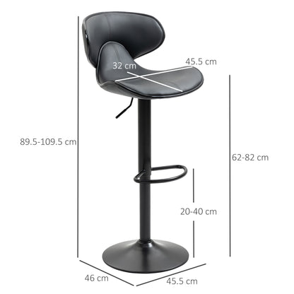 Swivel Bar Stools Set of 2, Barstools with Footrest and Backrest, Steel Frame Gas Lift, for Kitchen Counter Dining Room, Grey