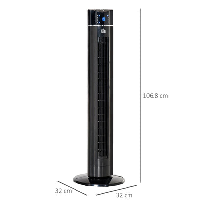 42" Anion Tower Fan Cooling for Bedroom with 3 Speed, 8h Timer, Oscillating, LED Panel, Remote Controller, Black