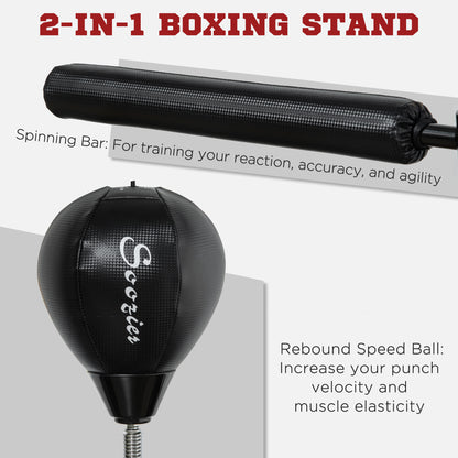 SPORTNOW Free Standing Speed Bag, Height Adjustable Boxing Punching Bag with Stand, Reflex Bar, Punching Pad and Suction Cup Base