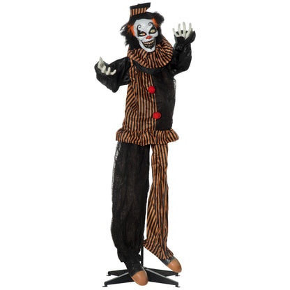67 Inch Life Size Outdoor Halloween Decorations Talking Circus Clown, Animated Prop Animatronic Decor with Light Up Eyes, Laughter