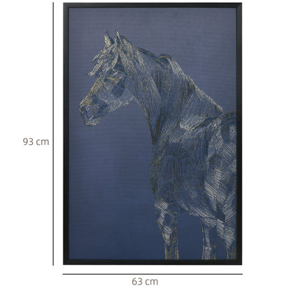 Canvas Wall Art Gold Textured Horse, Wall Pictures for Living Room Bedroom Decor, 93 x 63 cm