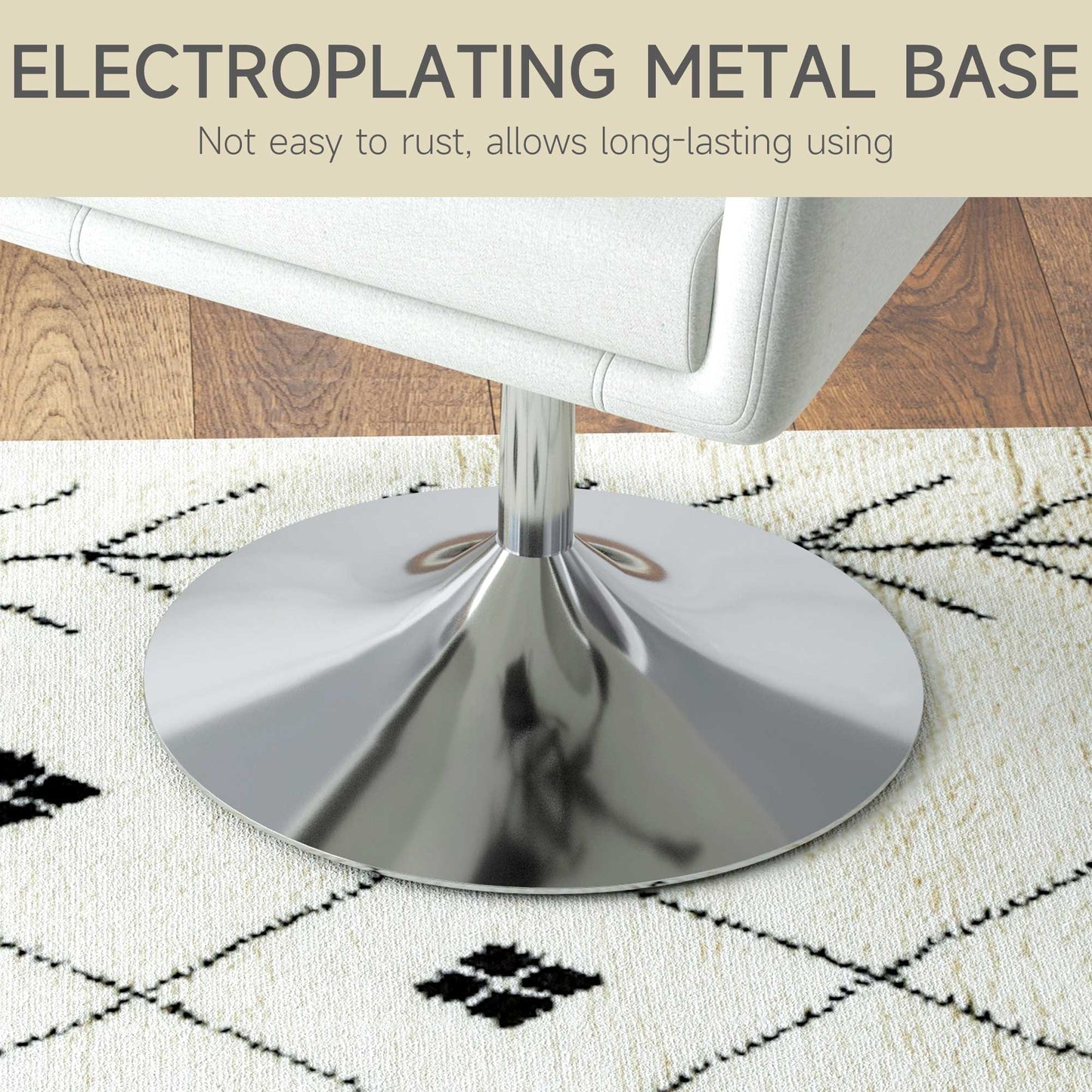 Retro Style Accent Chair with Swivel Base, Height Adjustable Arm Chair with Pillow for Living Room, Bedroom, Cream White