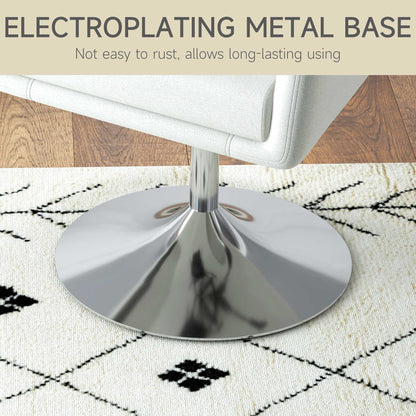 Retro Style Accent Chair with Swivel Base, Height Adjustable Arm Chair with Pillow for Living Room, Bedroom, Cream White