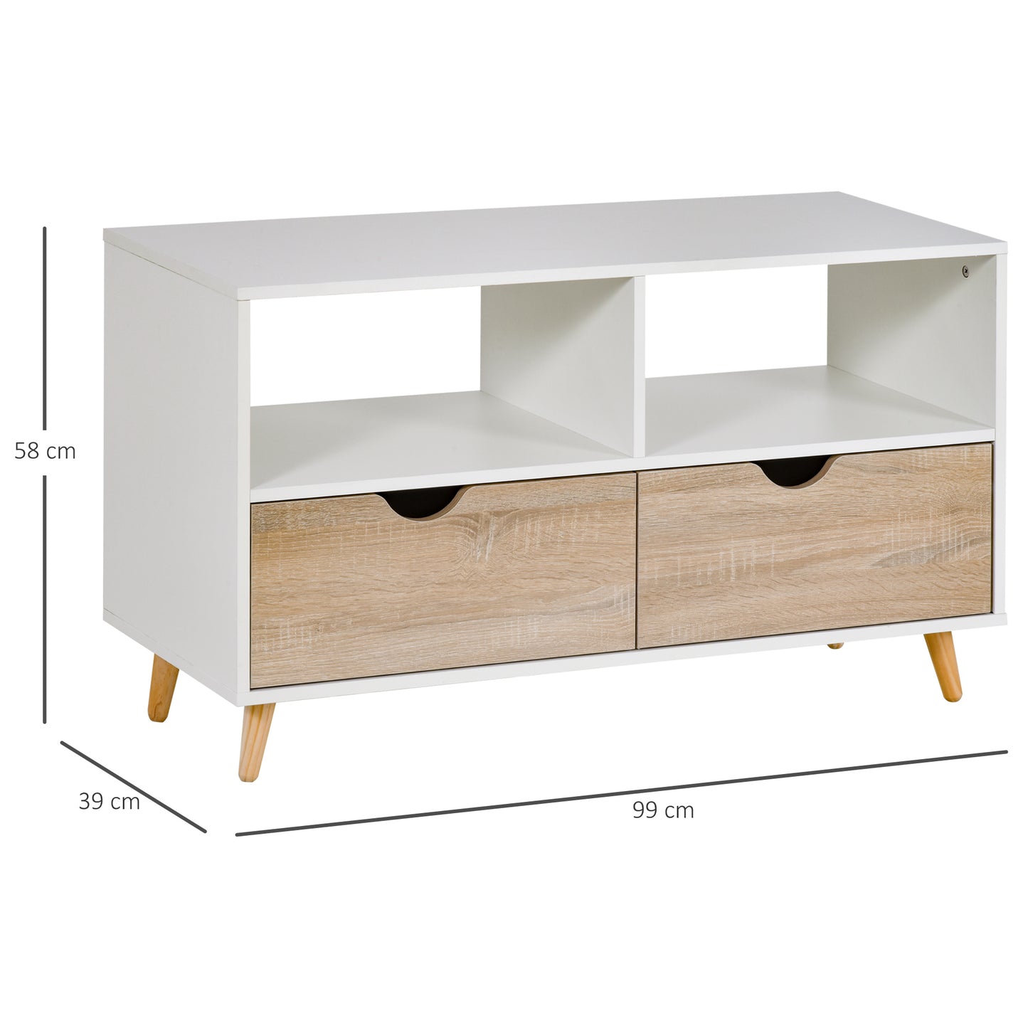 Particle Board TV Media Unit White/Oak