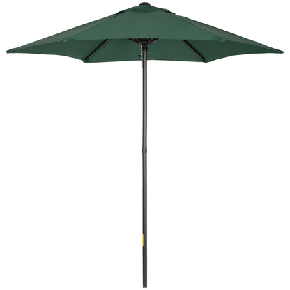 2m Patio Parasol Umbrella, Outdoor Sun Shade with 6 Sturdy Ribs for Balcony, Bench, Garden, Green
