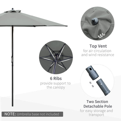 Outsunny 2.8m Patio Parasols Umbrella Outdoor 6 Ribs Sunshade Canopy Manual Push Garden Backyard Furniture, Dark Grey