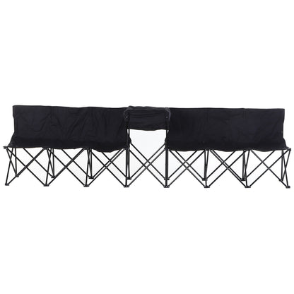 Outsunny 6-Seater Folding Steel Camping Bench w/ Cooler Bag Black