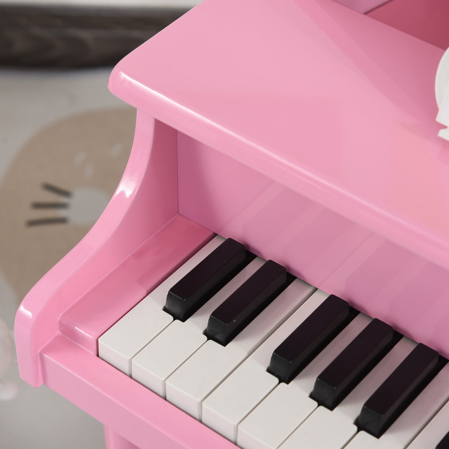 Modern Kids Piano 30 Keys Set of 2 Mini Toy for Child Grand Piano with Music Stand and Bench, Best Gifts Pink