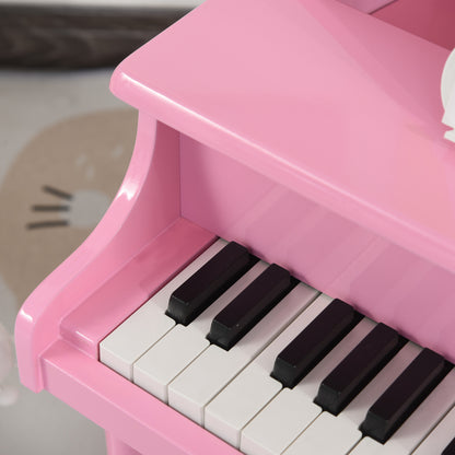 Modern Kids Piano 30 Keys Set of 2 Mini Toy for Child Grand Piano with Music Stand and Bench, Best Gifts Pink