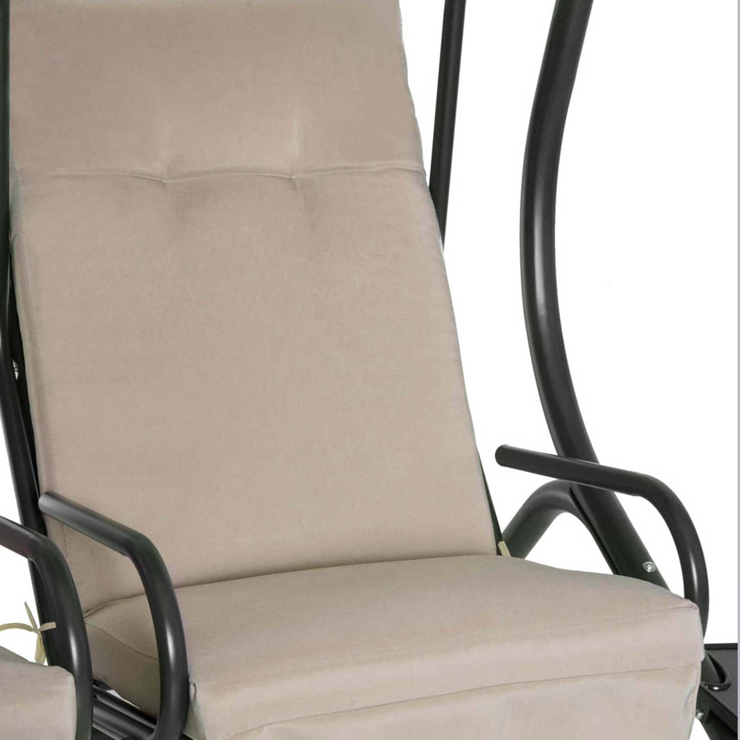 Outsunny 2-Seater Swing Chair Modern Relax Chair w/ 2 Separate Chairs, Cushions and Removable Shade Canopy, Beige