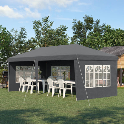 Outsunny 3 x 6m Pop Up Gazebo, Height Adjustable Marquee Party Tent with Sidewalls and Storage Bag, Grey