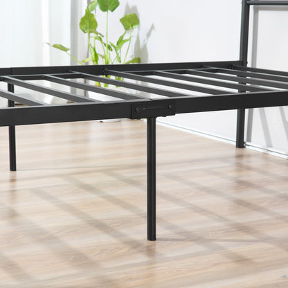 Single Metal Bed Frame Solid Bedstead Base with Headboard and Footboard, Metal Slat Support and Underbed Storage Space, Bedroom Furniture