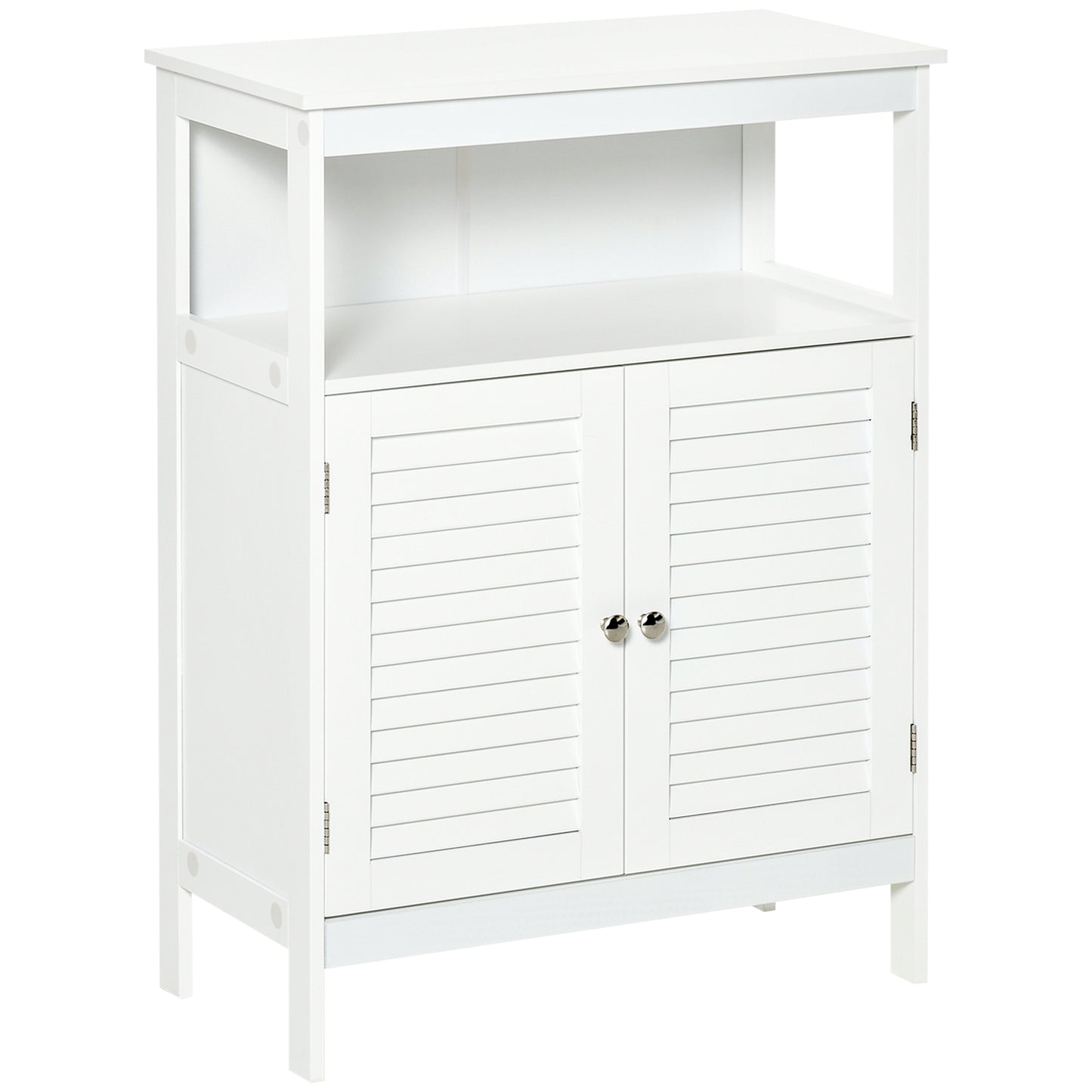Kleankin Freestanding Bathroom Storage Cabinet Organizer Cupboard with Double Shutter Doors Wooden Furniture White
