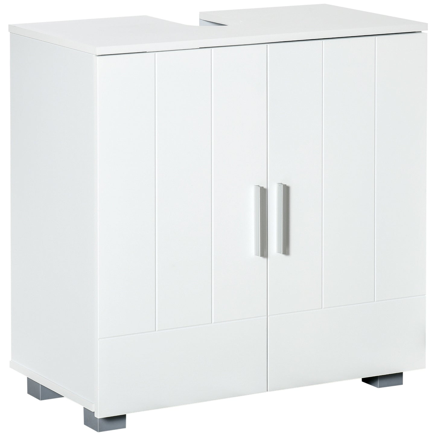 Kleankin Pedestal Under Sink Cabinet, Modern Bathroom Vanity Unit, Storage Cupboard with Double Doors, Adjustable Shelf, White