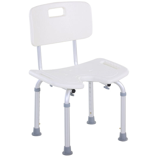 8-Level Height Adjustable Bath Stool Spa Shower Chair Aluminium With Non-Slip Feet And Handle