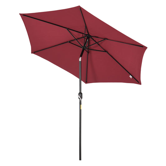 Outsunny Wine Red 9ft Aluminum Sun Shade Pole Patio Umbrella  Outdoor Market Café Yard Gazebo Cover
