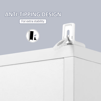 Kleankin Tall Bathroom Storage Cabinet with Mirror, Freestanding Floor Cabinet Tallboy Unit with Adjustable Shelves, White