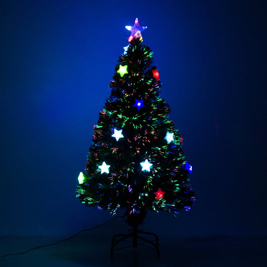 4ft 120cm Fibre Optic Artificial Christmas Tree With Stars