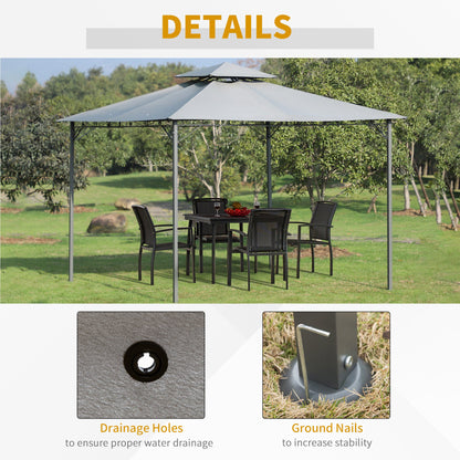 Outsunny 2-Tier Roof Gazebo, 300Lx300Wx264H cm, Steel Frame-Black / Grey