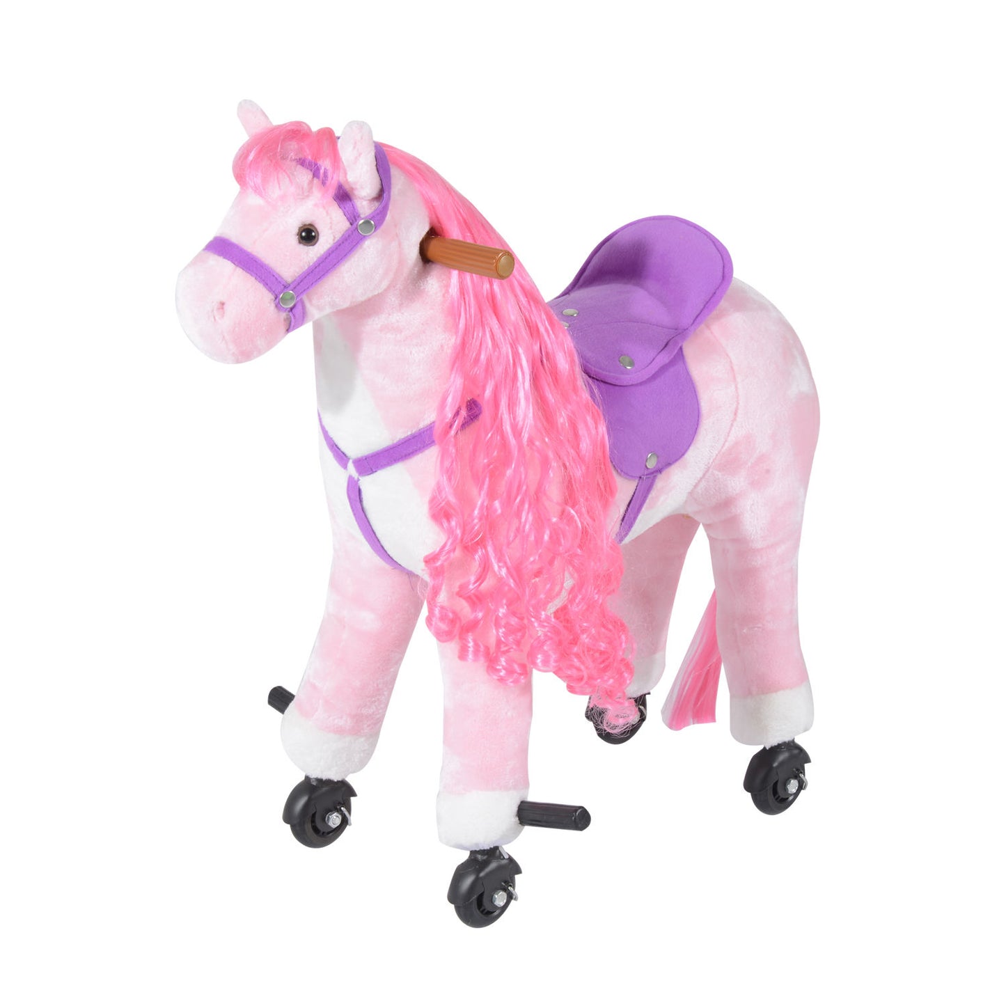 Kids Plush Ride On Walking Horse W/Sound-Pink