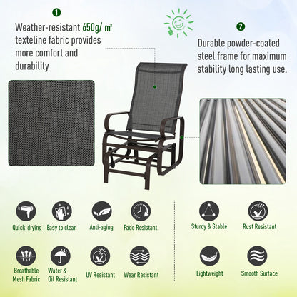 Outsunny 3 piece Outdoor Swing Chair with Tea Table Set, Patio Garden Rocking Furniture