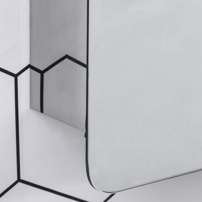 Kleankin On-Wall Mounted Bathroom Storage Cabinet w/Sliding Mirror Door 3 Shelves Stainless Steel Frame