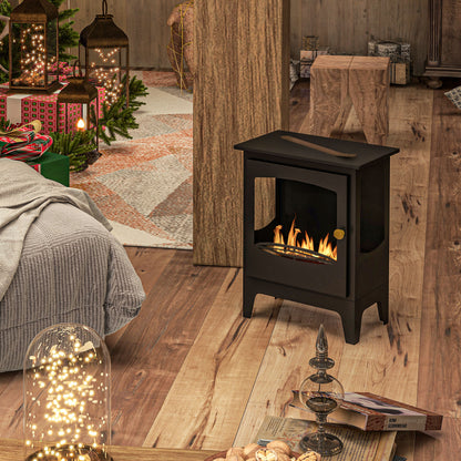 Freestanding Ethanol Fireplace, with Stainless Steel Flame Snuffer, 1.2L Tank, 3 Hours Burning Time for Indoor
