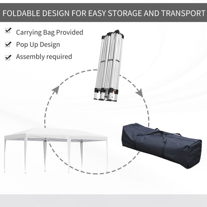 Outsunny Pop Up Gazebo, Double Roof Foldable Canopy Tent, Wedding Awning Canopy w/ Carrying Bag, 6 m x 3 m x 2.65 m, White
