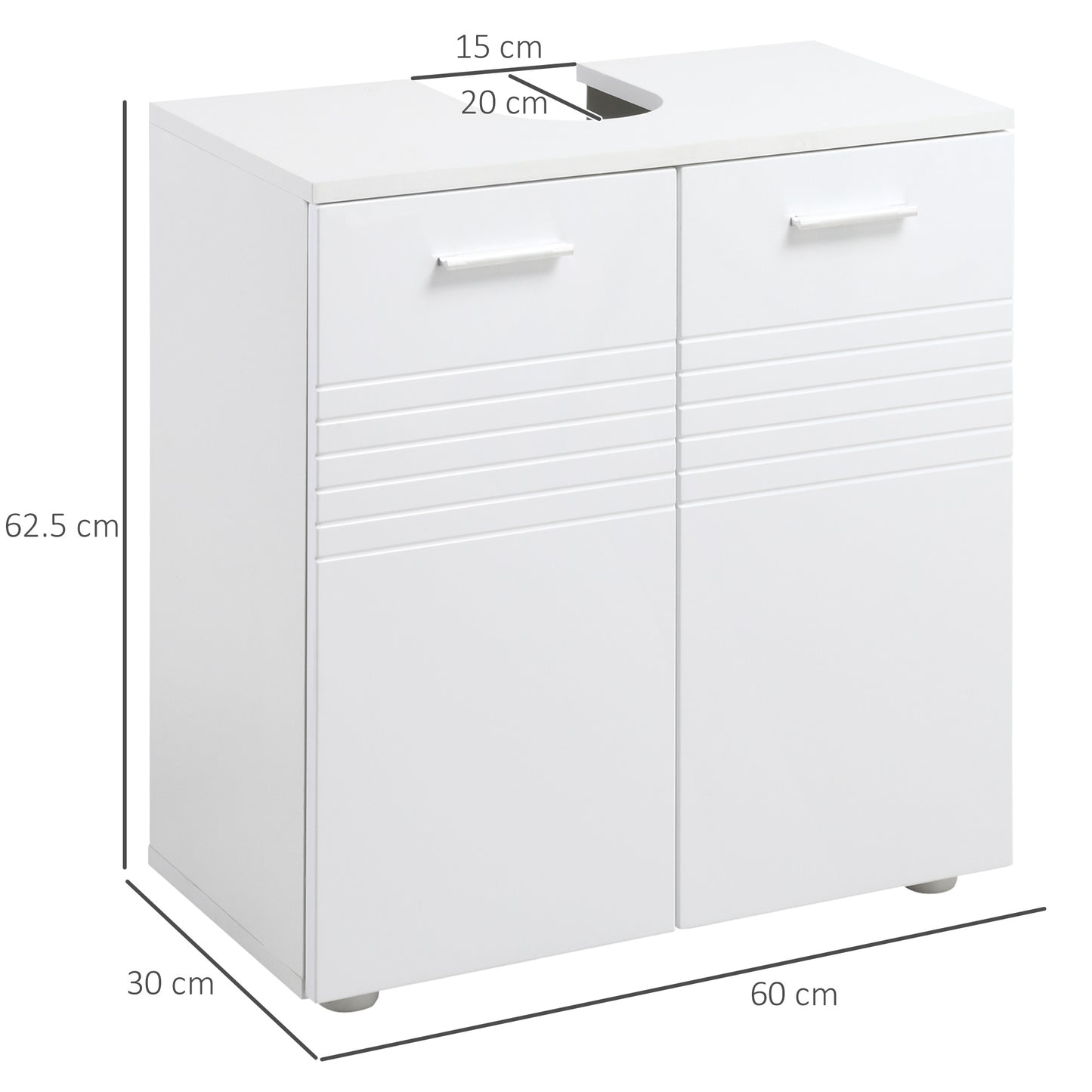 Kleankin Under Sink Cabinet, Bathroom Vanity Unit, Pedestal Under Sink Design, Storage Cupboard with Adjustable Shelf, White