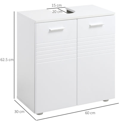 Kleankin Under Sink Cabinet, Bathroom Vanity Unit, Pedestal Under Sink Design, Storage Cupboard with Adjustable Shelf, White