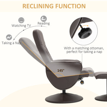 Luxury Executive Recliner Chair High Back and Footstool Armchair Lounge Seat Brown
