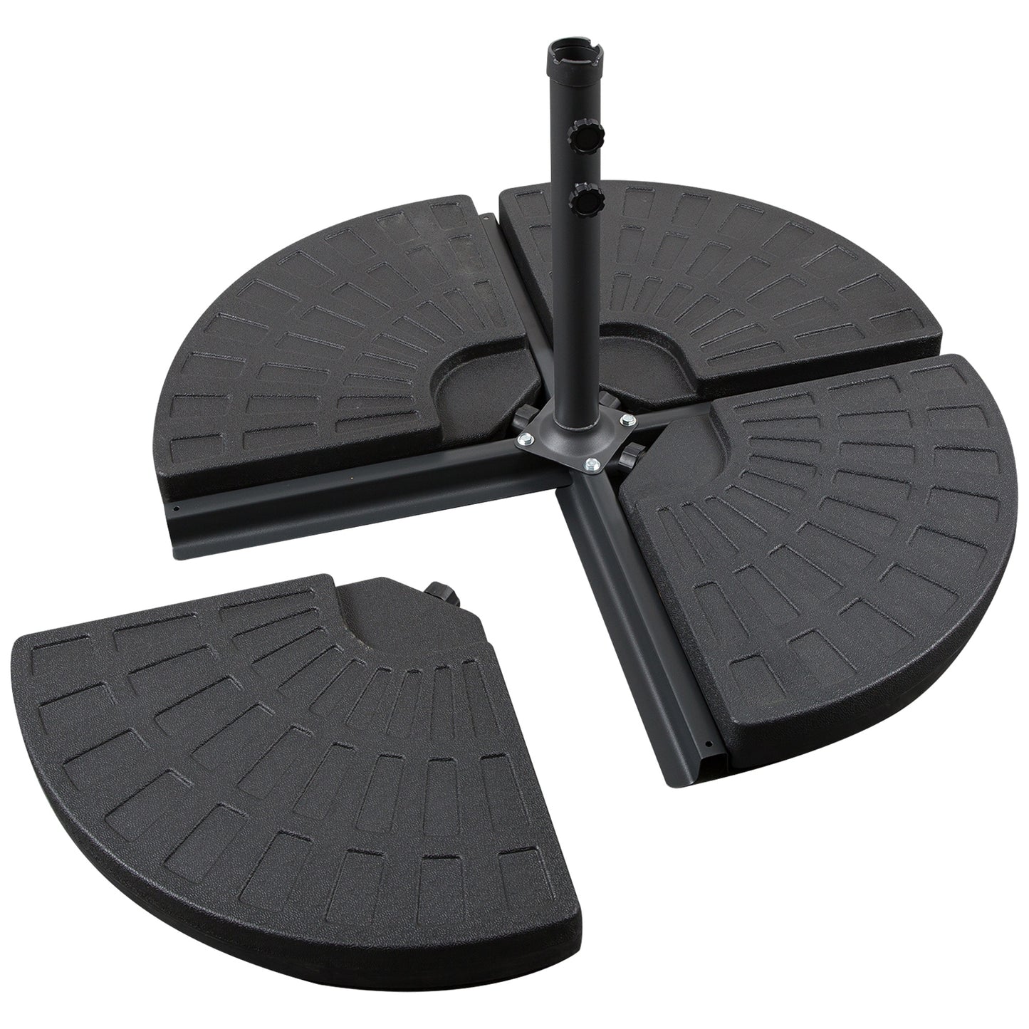 Outsunny 4 Piece Portable Round Parasol Base Umbrella Cross Stand Weights Holder Sand or Water Filled Outdoor Garden Patio