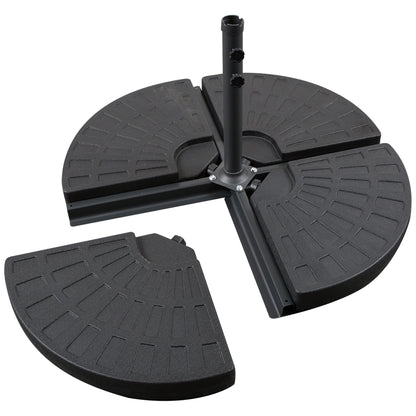 Outsunny 4 Piece Portable Round Parasol Base Umbrella Cross Stand Weights Holder Sand or Water Filled Outdoor Garden Patio